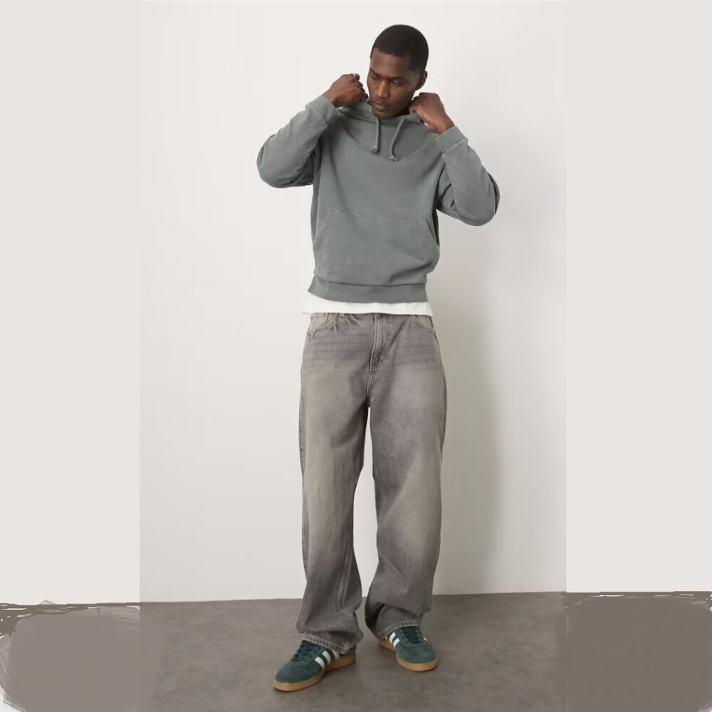 ASOS DESIGN Washed Green Relaxed Fit Cotton Hoodie Sz 5XL